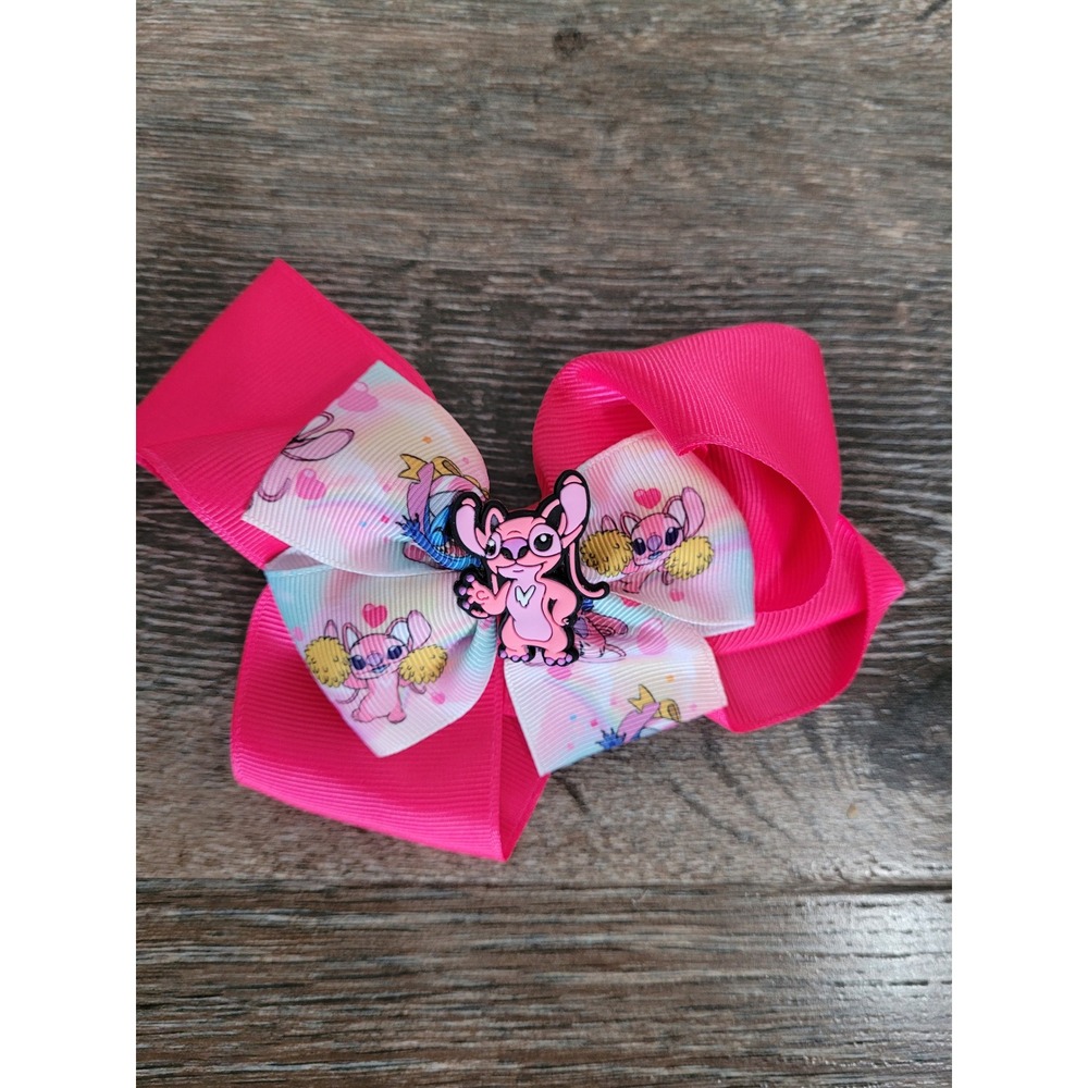 Disney Angel Lilo and Stitch Hot Pink Boutique Hair Bow Alligator Clip NEW 4" #3
